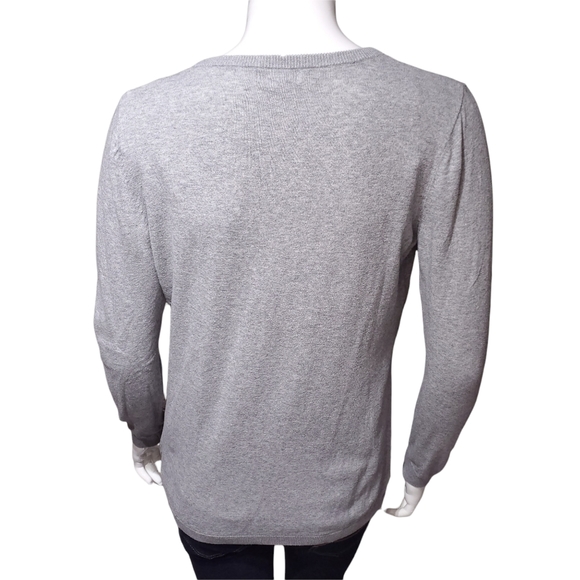Old Navy Grey Owl Cotton Knit Long Sleeve Top Women's Large - Picture 2 of 5